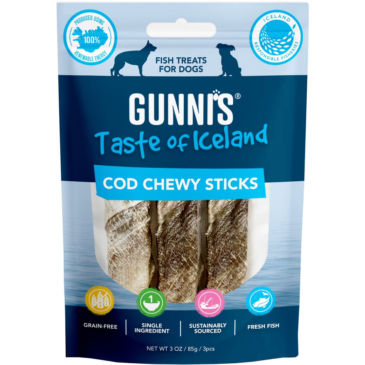 Gunni's Cod Chewy Sticks - pack of 5 pieces 200g