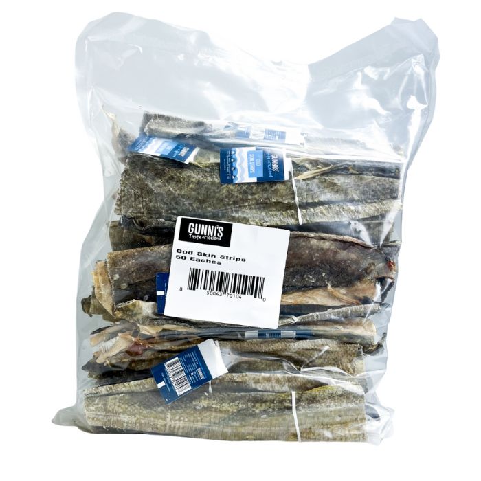 Gunni's Cod Skin Strips - bulk bag 500g | 40 - 50 pieces
