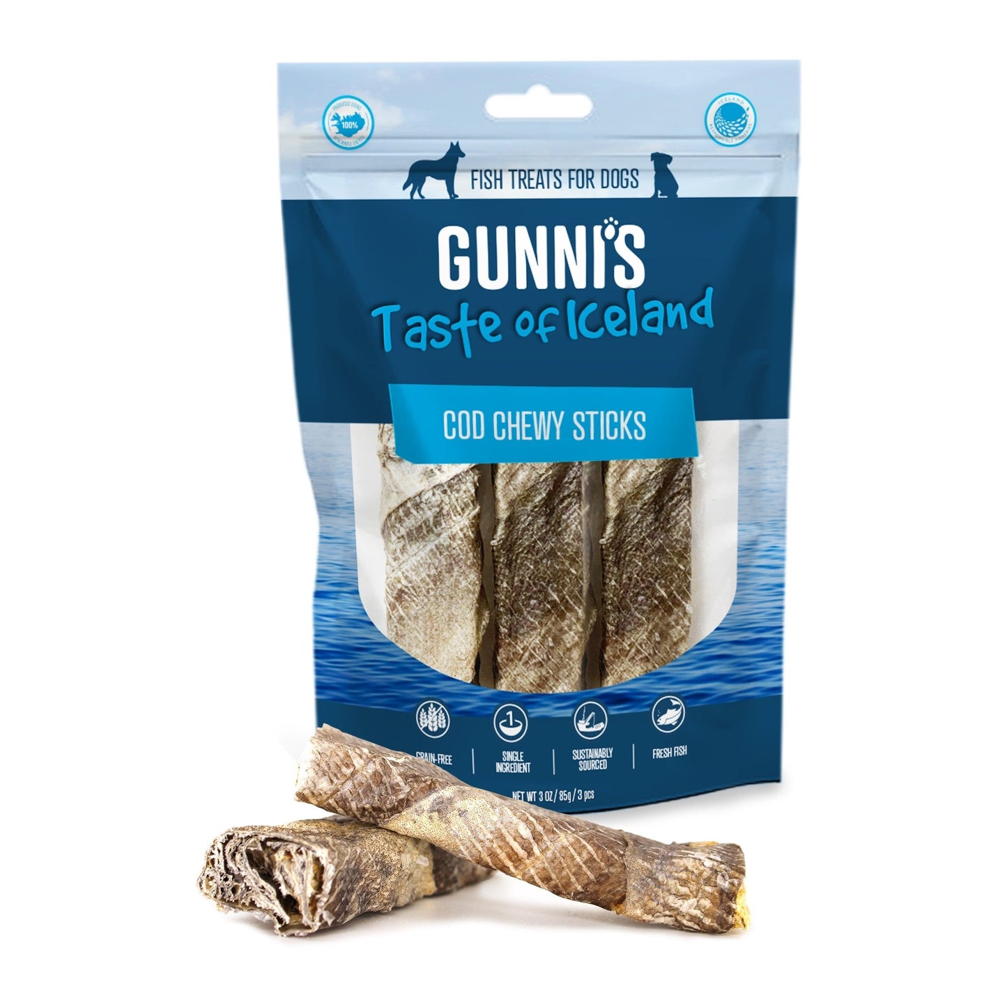 Gunni's Cod Chewy Sticks - pack of 5 pieces 200g