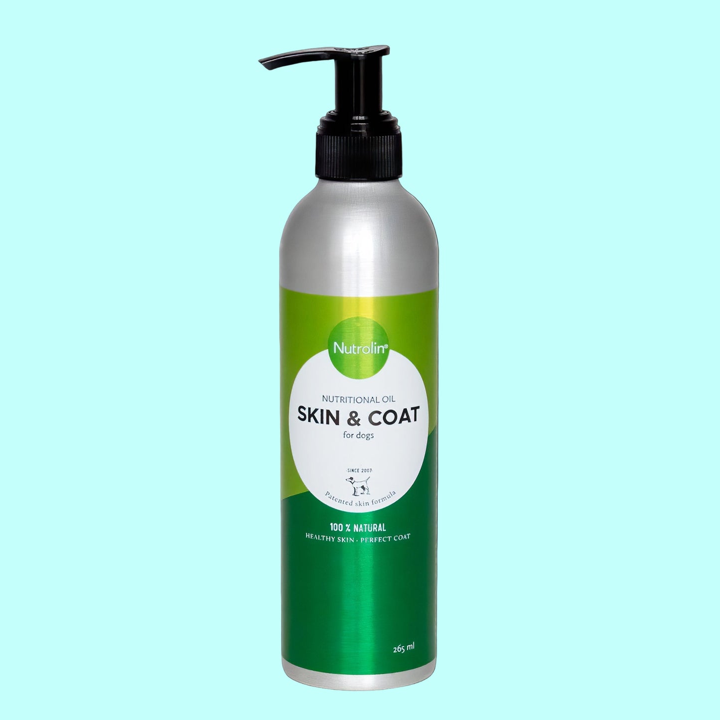 Bottle of Nutroder Skin & Coat for dogs on a white background