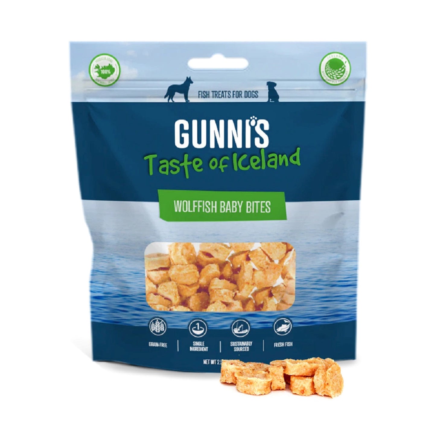 Gunnis Icelandic Wolfish Natural Dog Treats - Grain-Free, Protein Rich, Hypoallergenic Healthy Dog Training Treats, 85g Pack