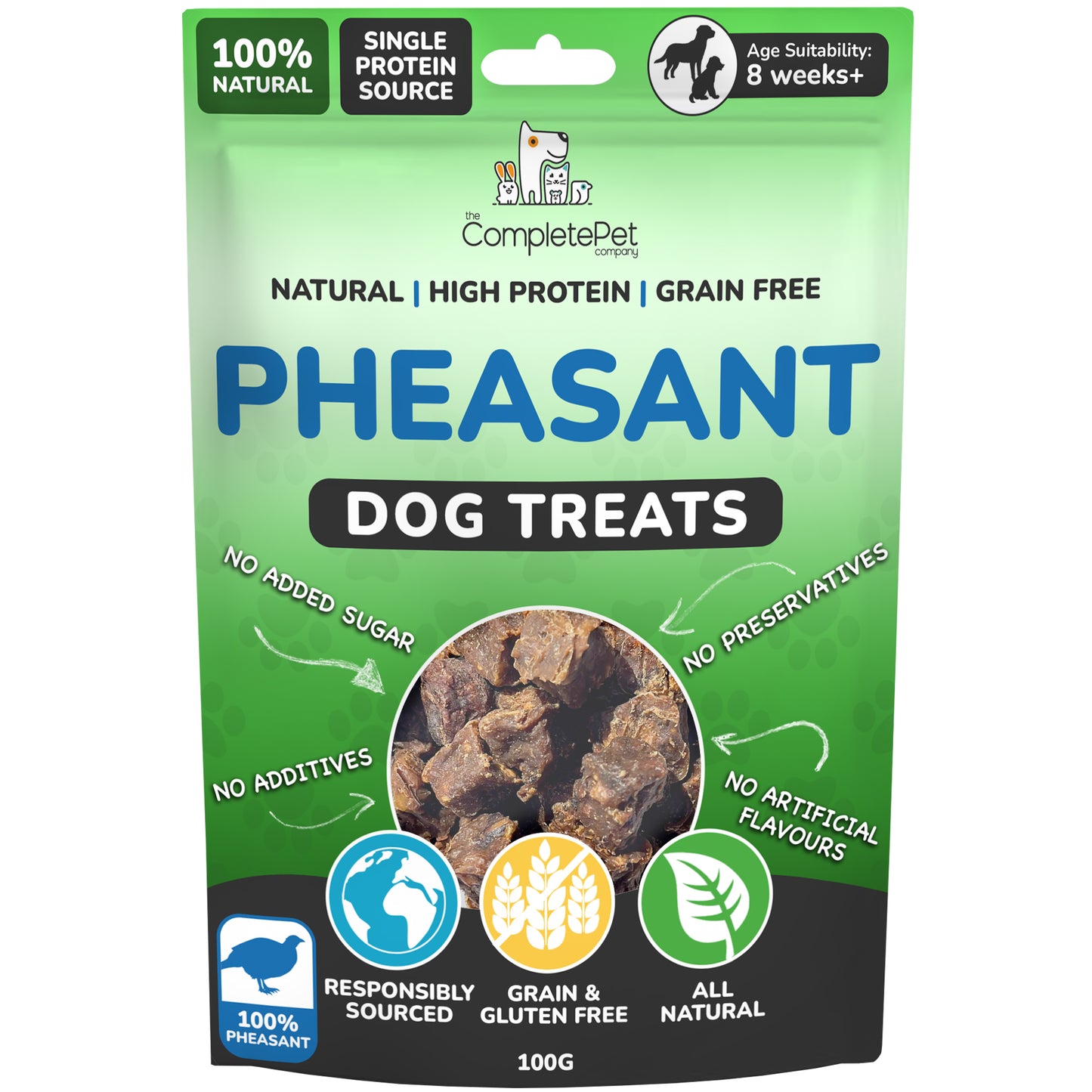 Natural Meat Dog Treats - PHEASANT - Low Fat Healthy Dog Training Treats