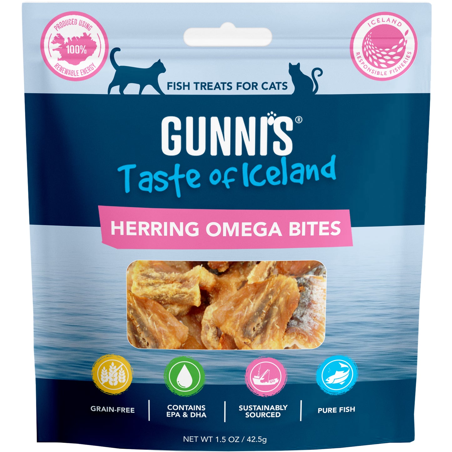 Gunnis Herring Omega Bites for Cats, 42.5g