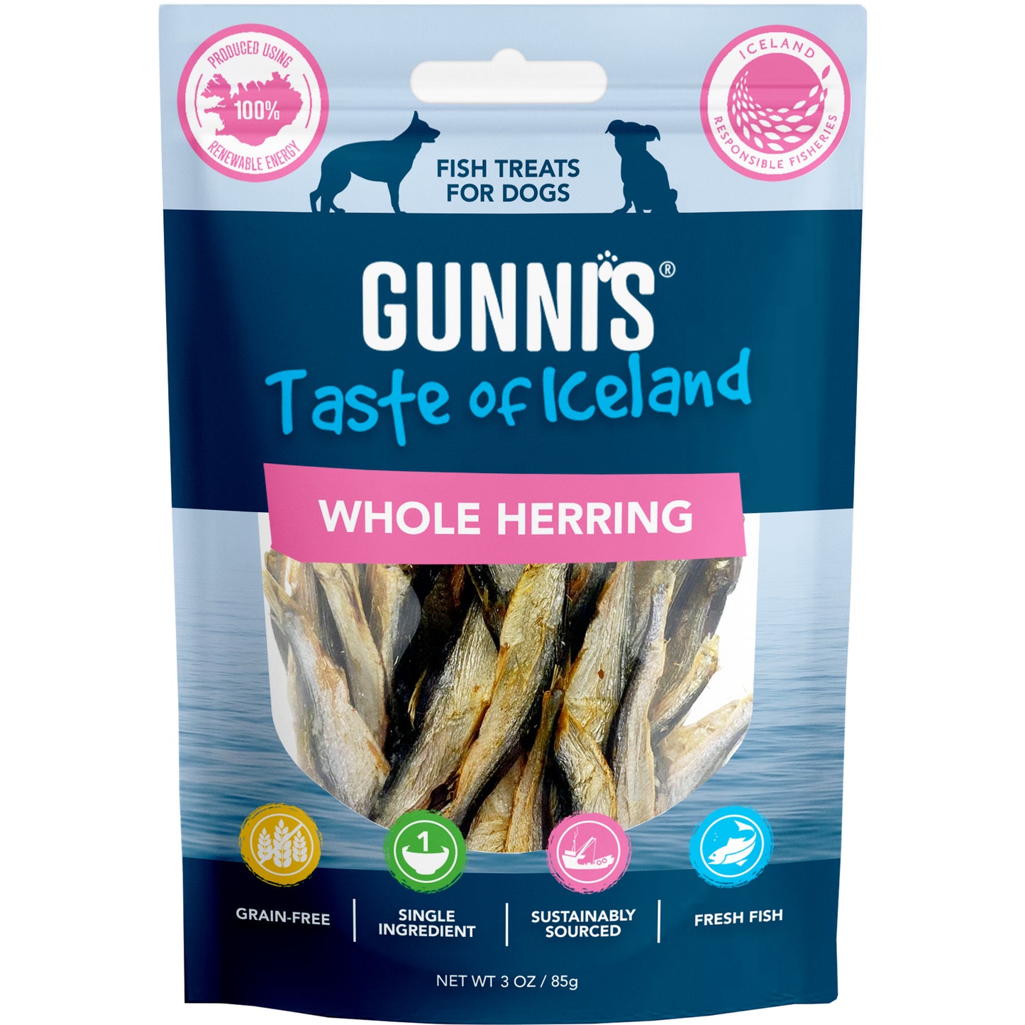 Gunnis Whole Herring Natural Fish Treats For Dogs, 85g