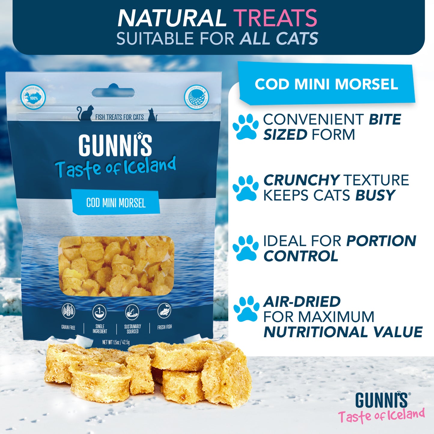 Gunnis Cod Mini Morsels Natural Cat Treats, 42.5g
