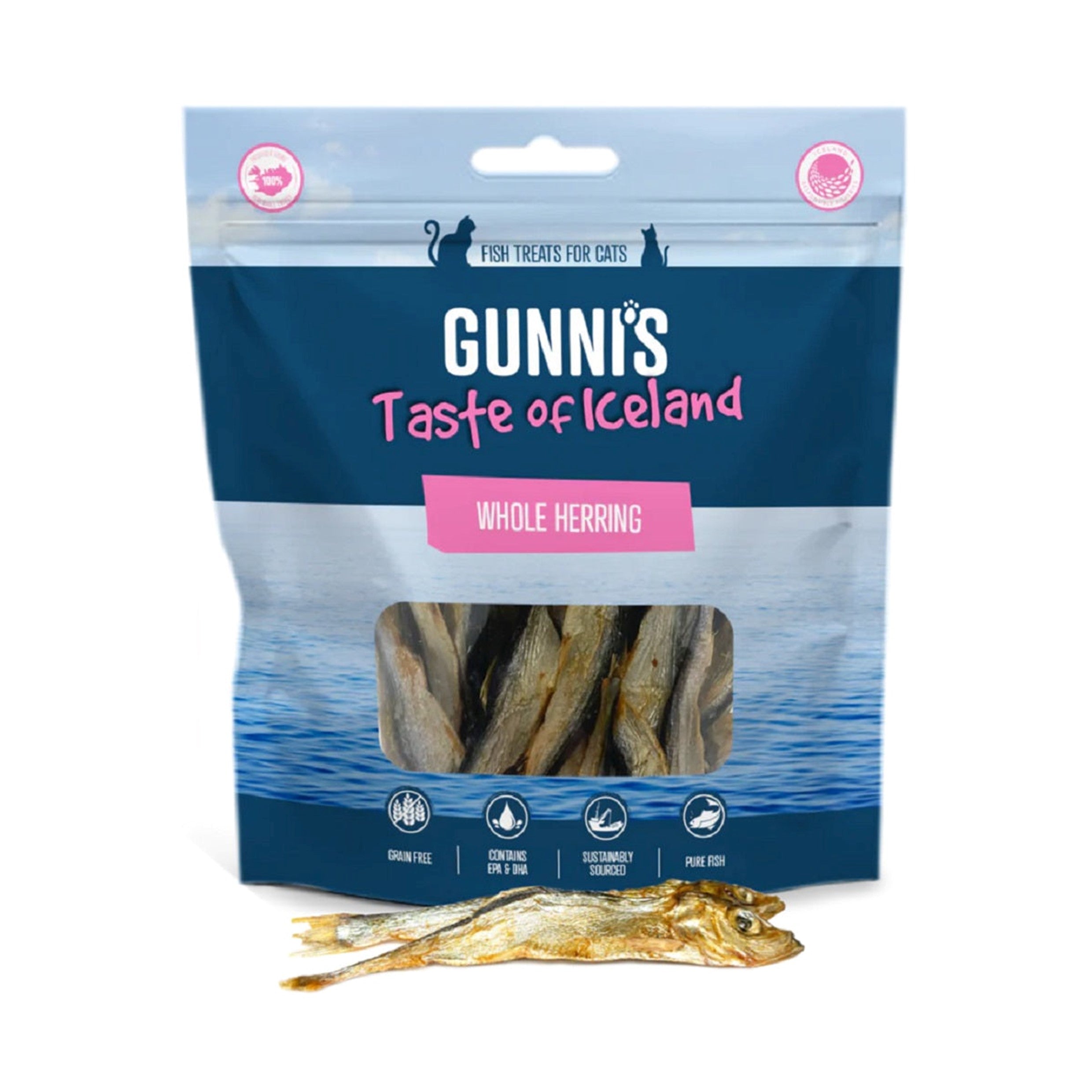 Gunnis Icelandic Pure Herring Omega Bites - Natural Cat Treats, 42.5g ...