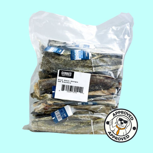 Gunni's Cod Skin Strips - bulk bag 500g | 40 - 50 pieces