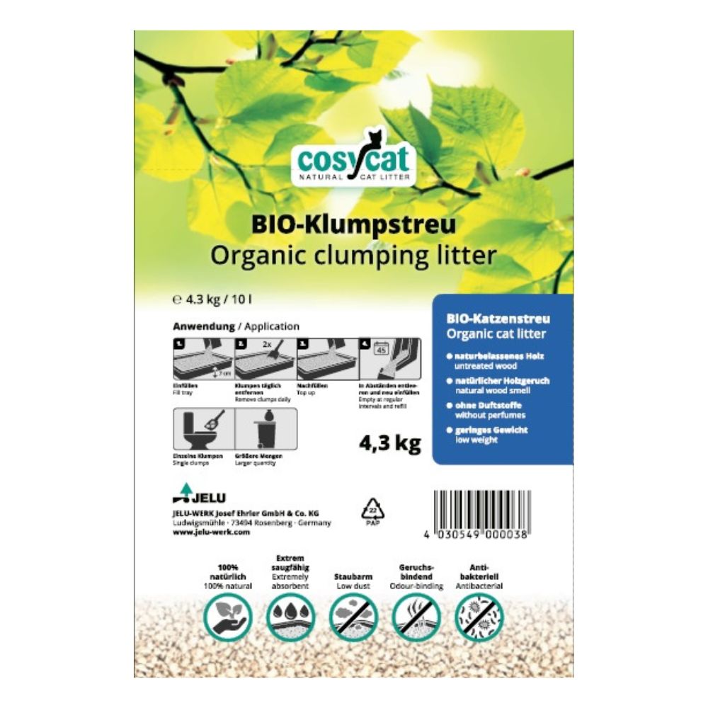 CosyCat 4.3kg 10L fine clumping wood cat litter