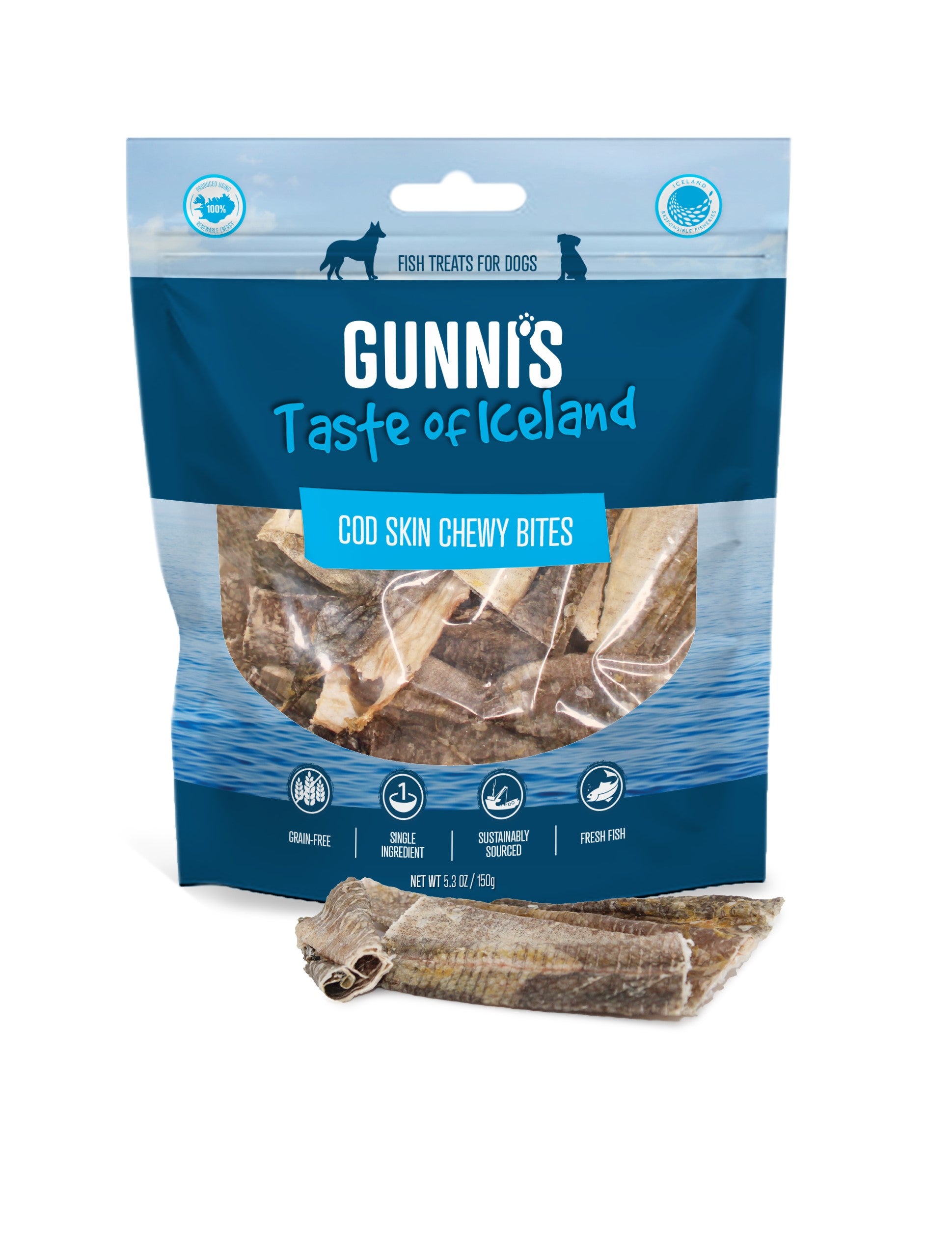 Pet Cod Gunni's Natural Fish Chews For Dogs - Cod Skin Chewy Bites, 150g – The ...