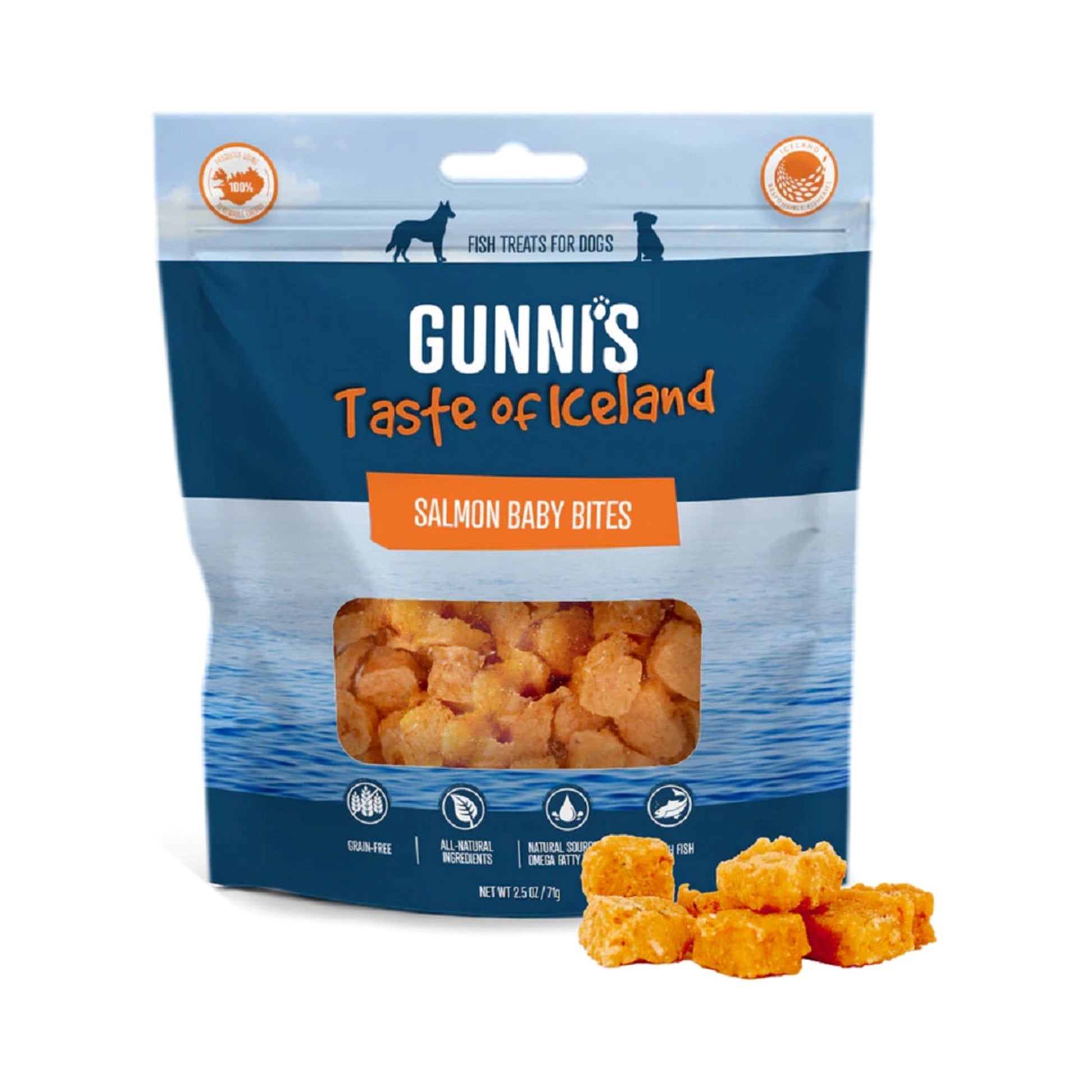 Gunnis Icelandic Salmon Natural Dog Treats - Grain-Free, Omega-3 Rich, Hypoallergenic Dog Training Treats, 85g Pack